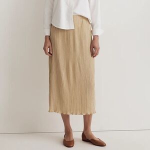 NWT Madewell Plissé Midi Slip Skirt in pale green nm526 size L